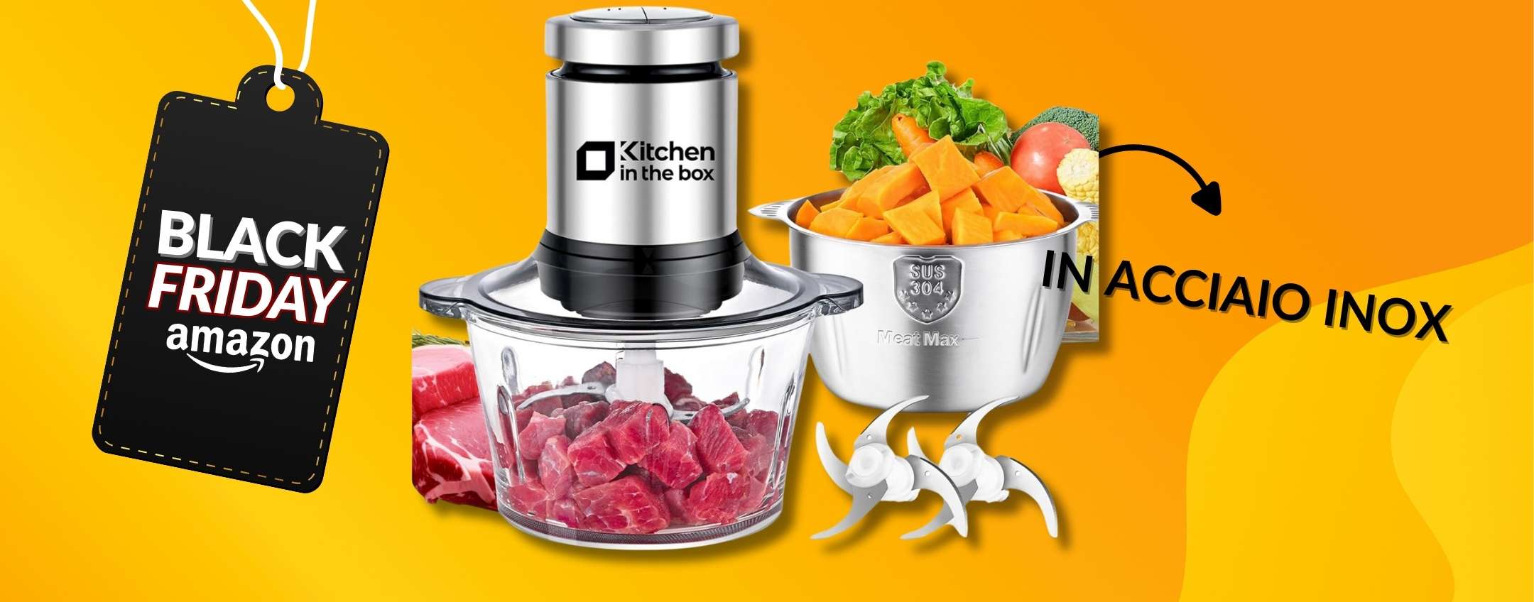 Tritatutto Elettrico 400W Con 2 Ciotole Da 2L E 2 Set Di Lame - Per Carne, Verdura, Frutta Secca, Lavabile In Lavastoviglie