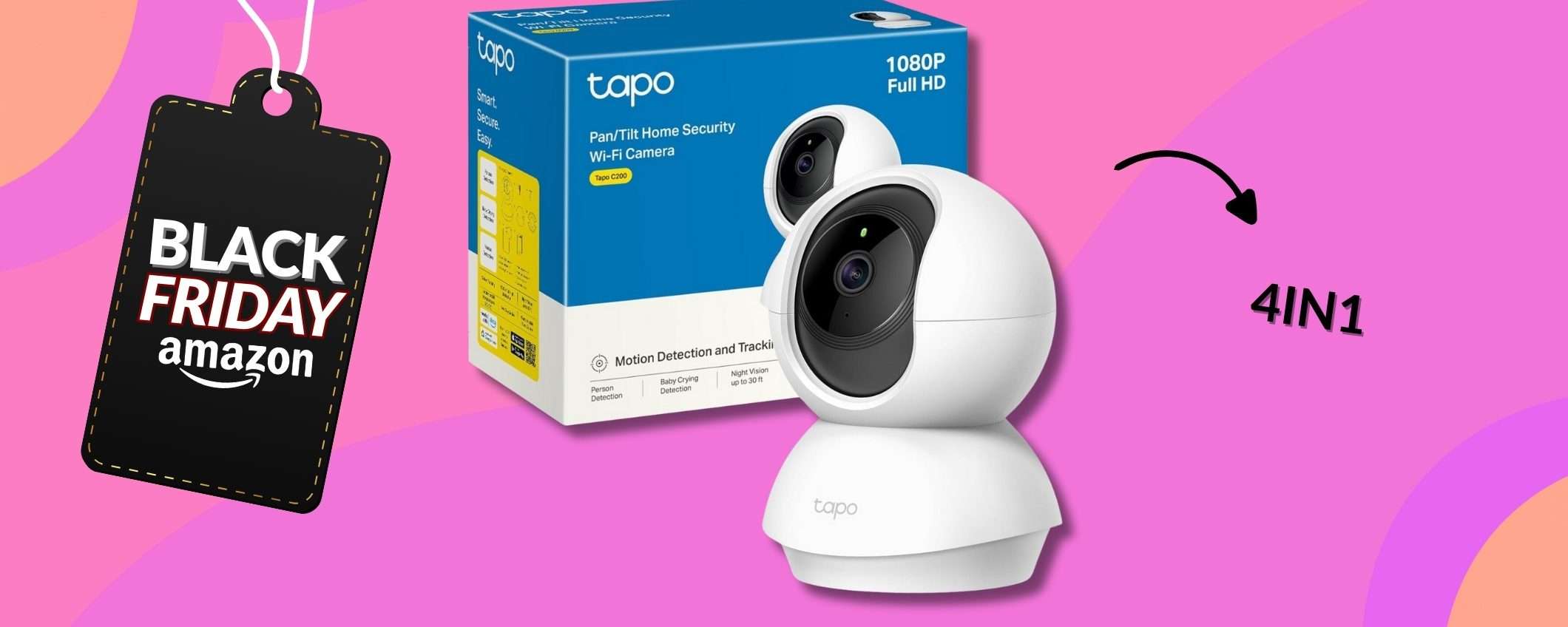 Questa telecamera WiFi FHD ha 4 funzioni ultra tech: sicurezza a 19€ Questa telecamera WiFi FHD ha 4 funzioni ultra tech: sicurezza a 19€
