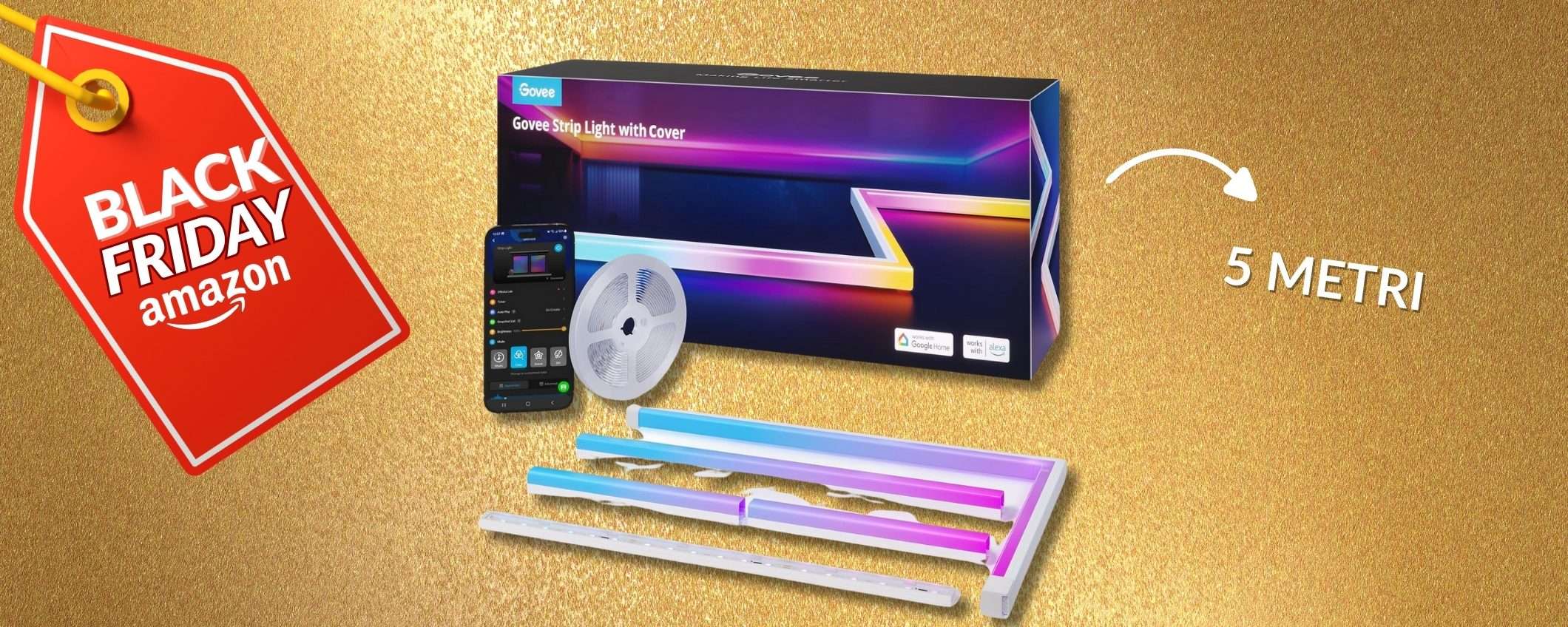 Govee Striscia LED rifinita con funzioni smart, 5M in gran sconto (-40%) Govee Striscia LED rifinita con funzioni smart, 5M in gran sconto (-40%)