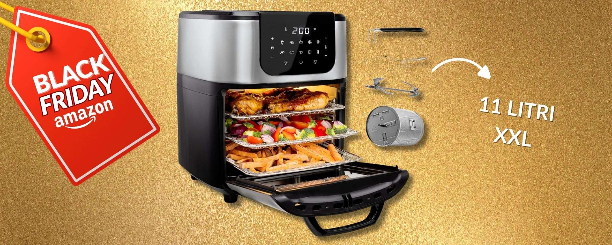 Friggitrice ad aria XXL che rimpiazza il forno: Princess 11L a -37% Friggitrice ad aria XXL che rimpiazza il forno: Princess 11L a -37%