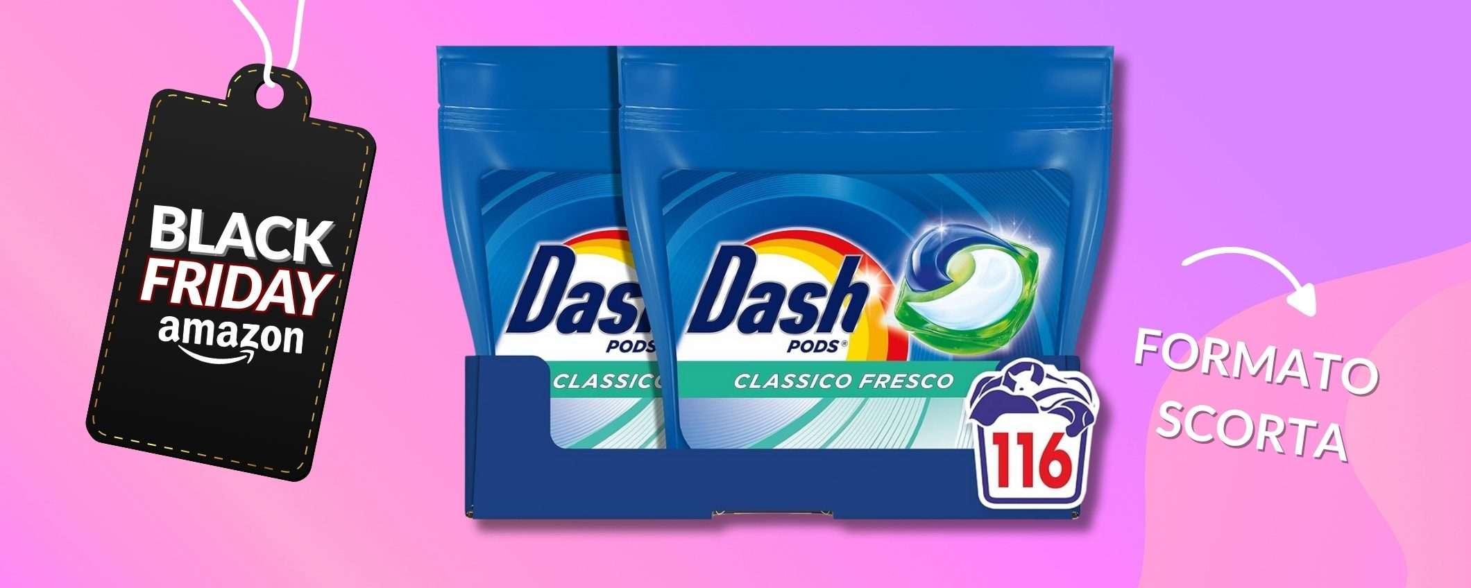 Dash Pods lavatrice, 116 capsule a prezzo regalo con il Black Friday Dash Pods lavatrice, 116 capsule a prezzo regalo con il Black Friday