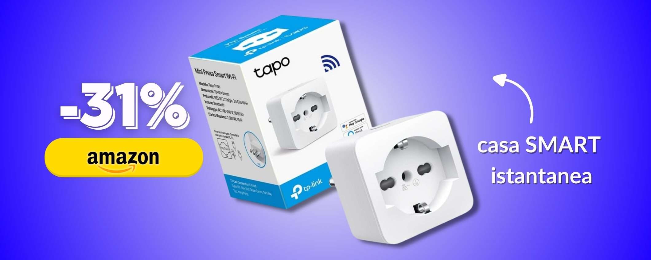 La casa diventa smart con una sola presa: Tapo P105 ad appena 11€ La casa diventa smart con una sola presa: Tapo P105 ad appena 11€