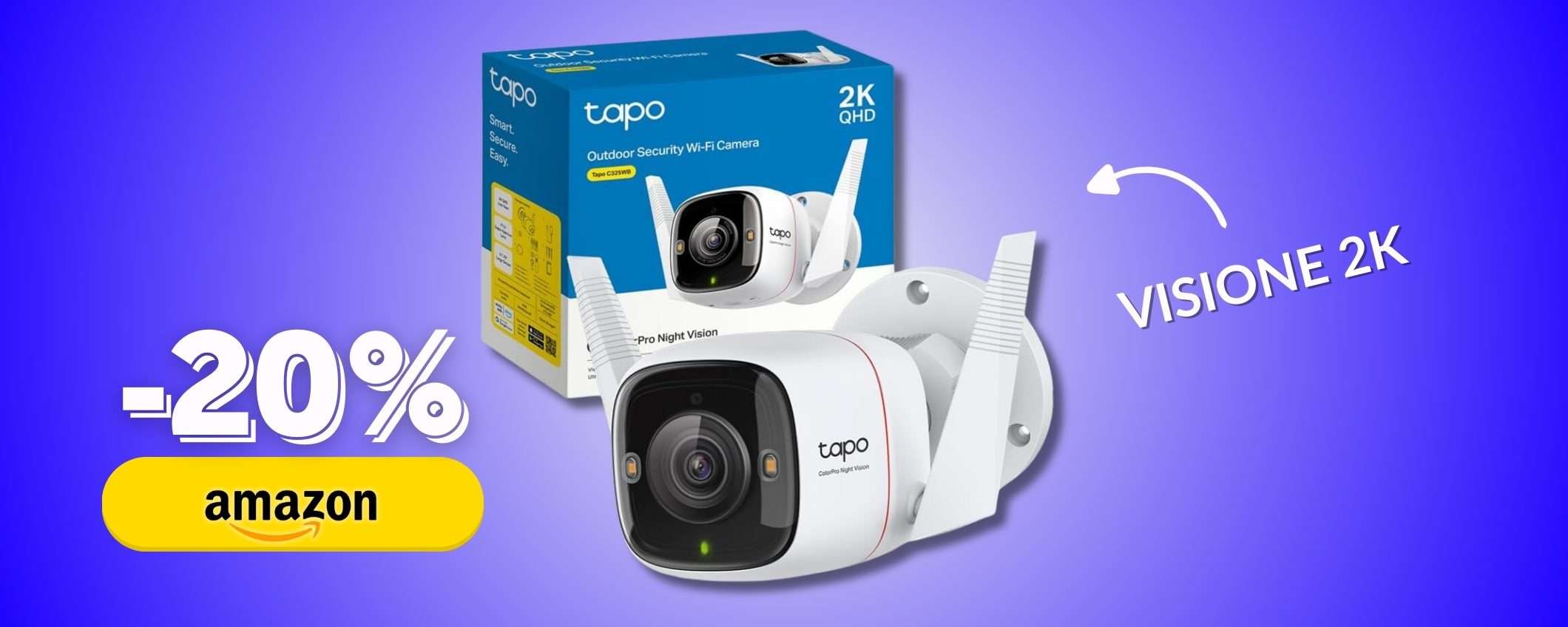 Telecamera WiFi 79€ da esterno con visione notturna a colori TP LINK Telecamera WiFi 79€ da esterno con visione notturna a colori TP LINK