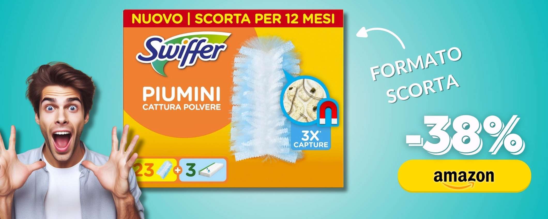Formato scorta Swiffer: 23+3 per eliminare la polvere a prezzo disintegrato Formato scorta Swiffer: 23+3 per eliminare la polvere a prezzo disintegrato