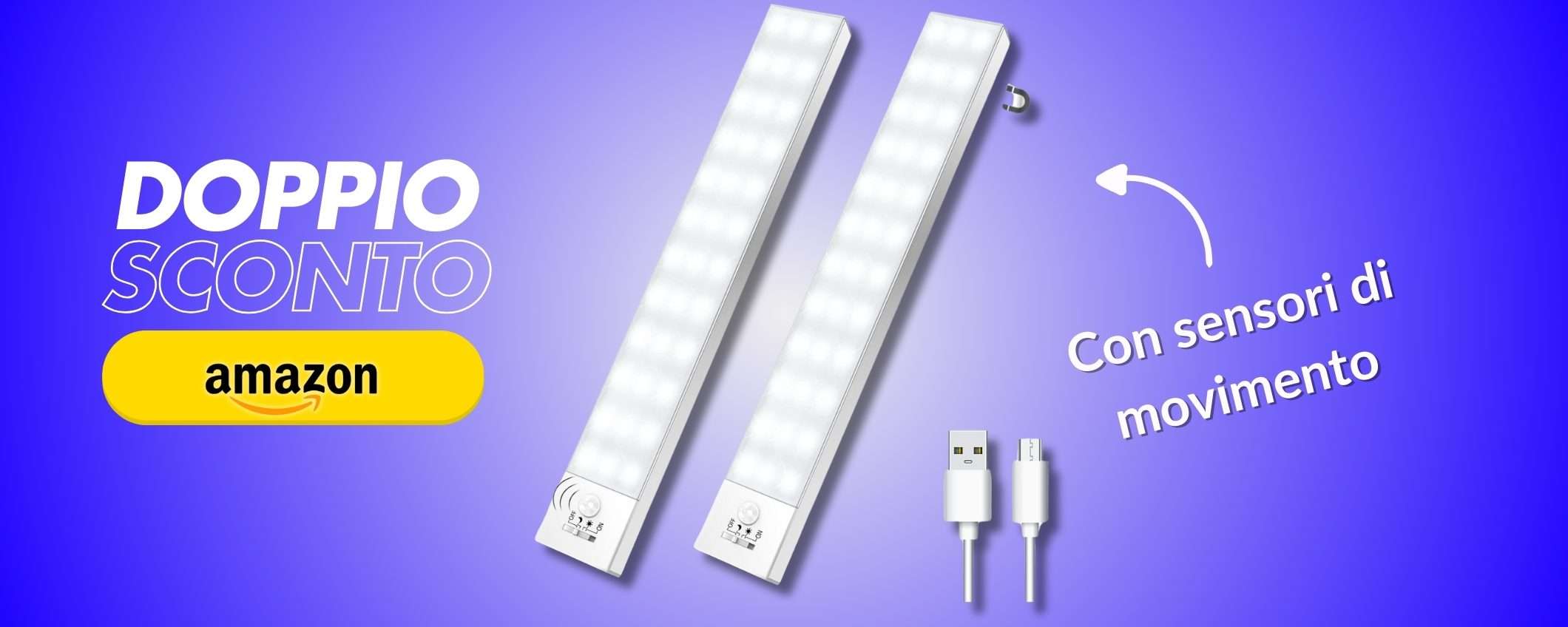 Armadio illuminato con 14€ grazie alle due barre LED con sensore (Amazon) Armadio illuminato con 14€ grazie alle due barre LED con sensore (Amazon)
