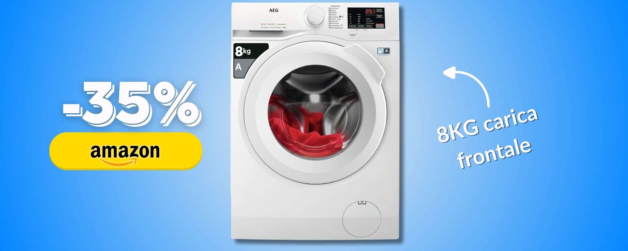 Occasione lavatrice 8kg AEG Serie 6000, su Amazon lo sconto del 35% Occasione lavatrice 8kg AEG Serie 6000, su Amazon lo sconto del 35%