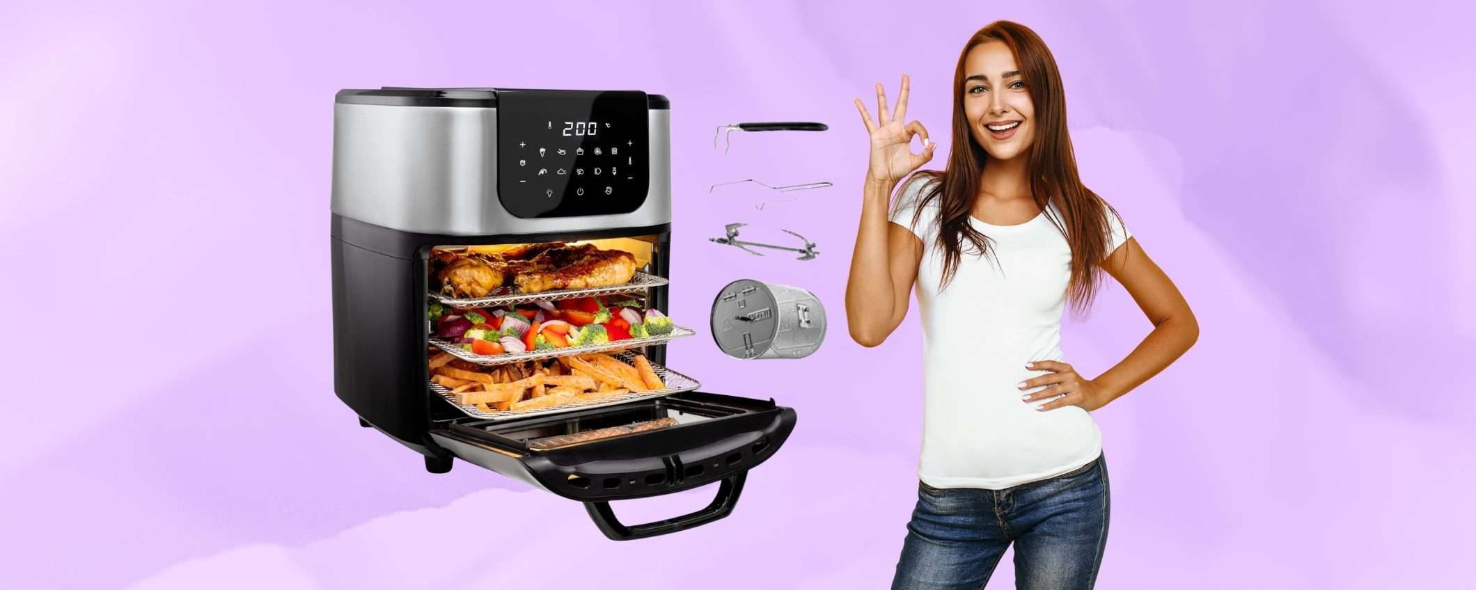 Friggitrice ad aria Princess da 11L con tanti accessori e 10 programmi (94€) Friggitrice ad aria Princess da 11L con tanti accessori e 10 programmi (94€)