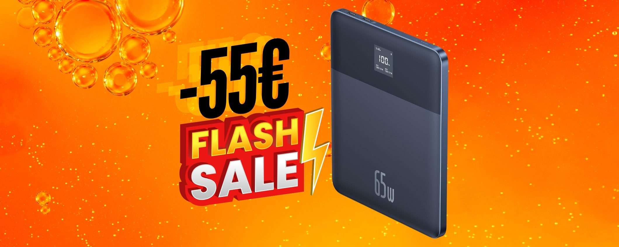 Power Bank ultra sottile da 65W, capacità da 12000mAh e controllo in app Power Bank ultra sottile da 65W, capacità da 12000mAh e controllo in app