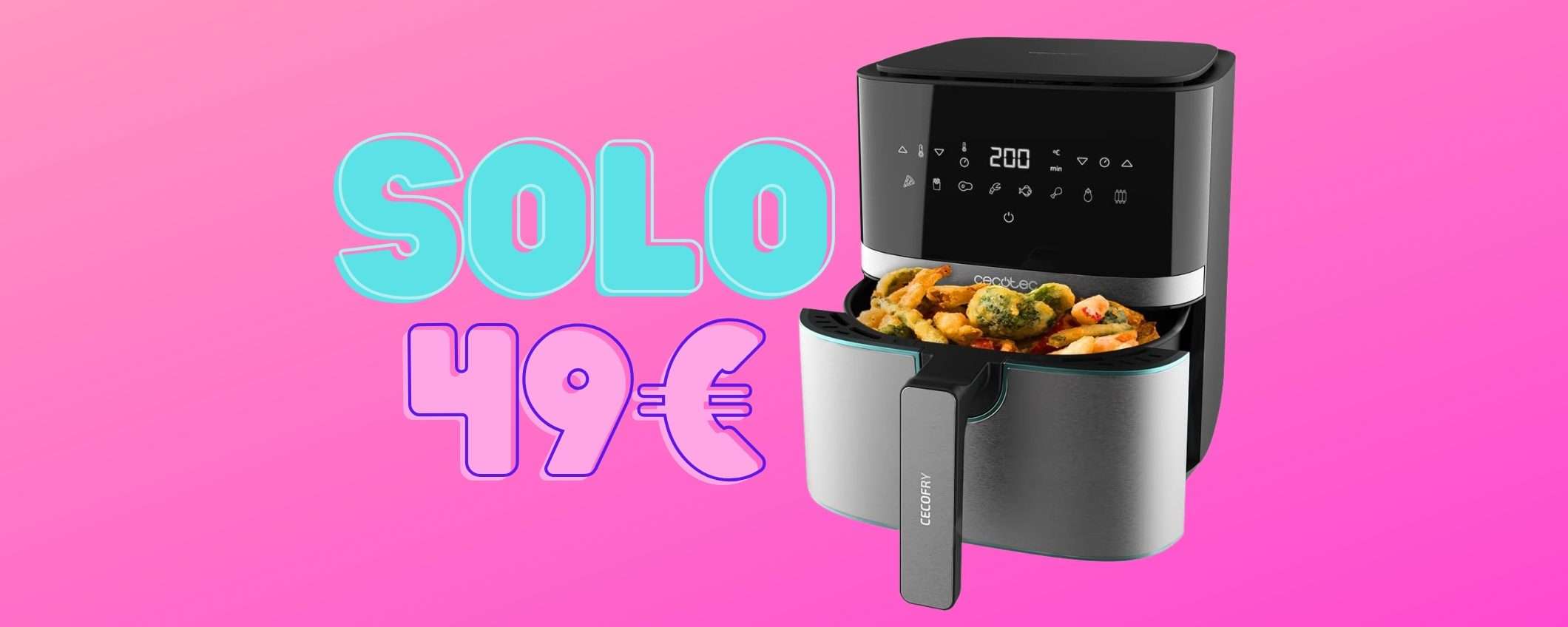 Solo 49€ e puoi avere la friggitrice ad aria Cecotec da 5,5L per piatti fast Solo 49€ e puoi avere la friggitrice ad aria Cecotec da 5,5L per piatti fast