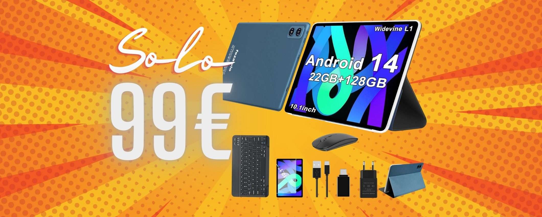 Tablet Android da 10 pollici con tastiera, mouse e cover, tuo a soli 99€ Tablet Android da 10 pollici con tastiera, mouse e cover, tuo a soli 99€