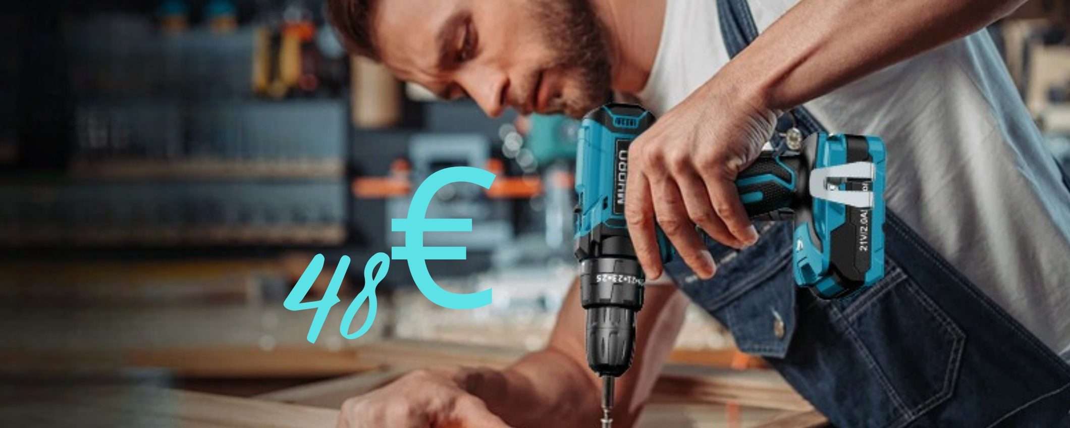 Trapano avvitatore con batteria da 21V e 24 accessori tuo a 48€ Trapano avvitatore con batteria da 21V e 24 accessori tuo a 48€