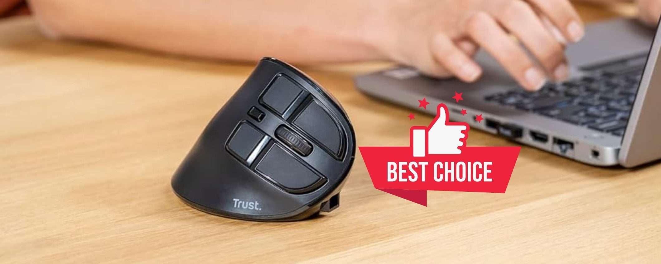 Trust: mouse wireless verticale ergonomico, minima spesa e zero fatica Trust: mouse wireless verticale ergonomico, minima spesa e zero fatica