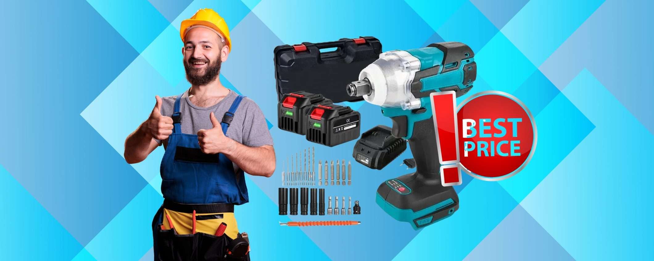 Avvitatore a impulsi con 2 batterie, valigetta e accessori tuo a un prezzaccio Avvitatore a impulsi con 2 batterie, valigetta e accessori tuo a un prezzaccio
