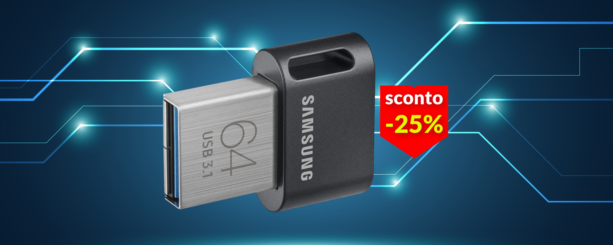 Chiavetta USB Samsung 64GB, compatta e velocissima: oggi a soli 14€ Chiavetta USB Samsung 64GB, compatta e velocissima: oggi a soli 14€