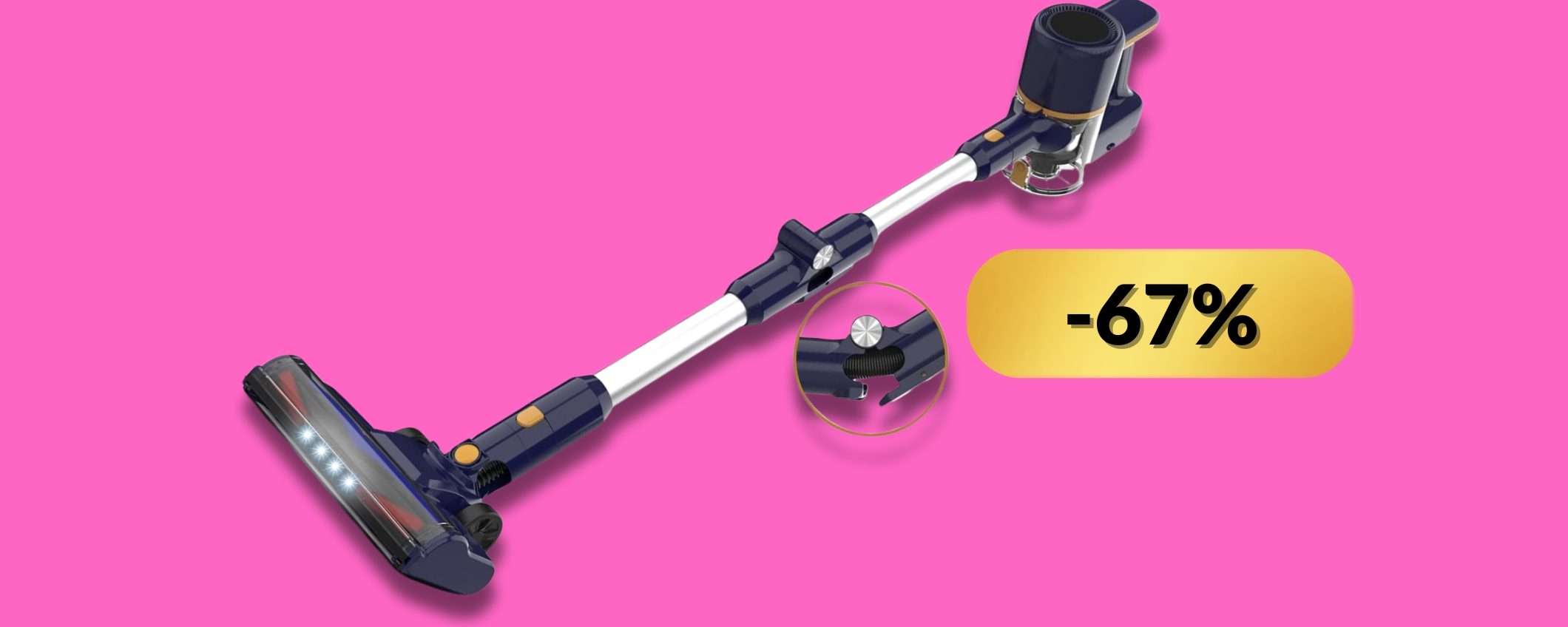 Aspirapolvere senza fili, sconto risucchiato via e potenza shock (-67%) Aspirapolvere senza fili, sconto risucchiato via e potenza shock (-67%)