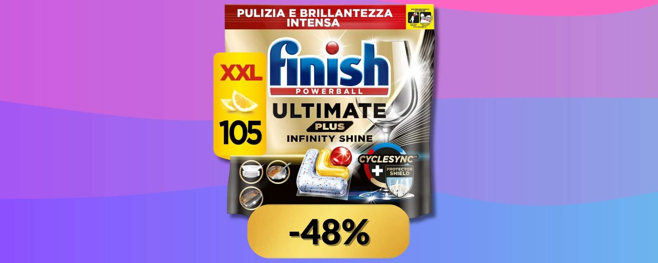 Finish Ultimate PLUS: elimina l'unto delle feste in un lavaggio (-48%) Finish Ultimate PLUS: elimina l'unto delle feste in un lavaggio (-48%)