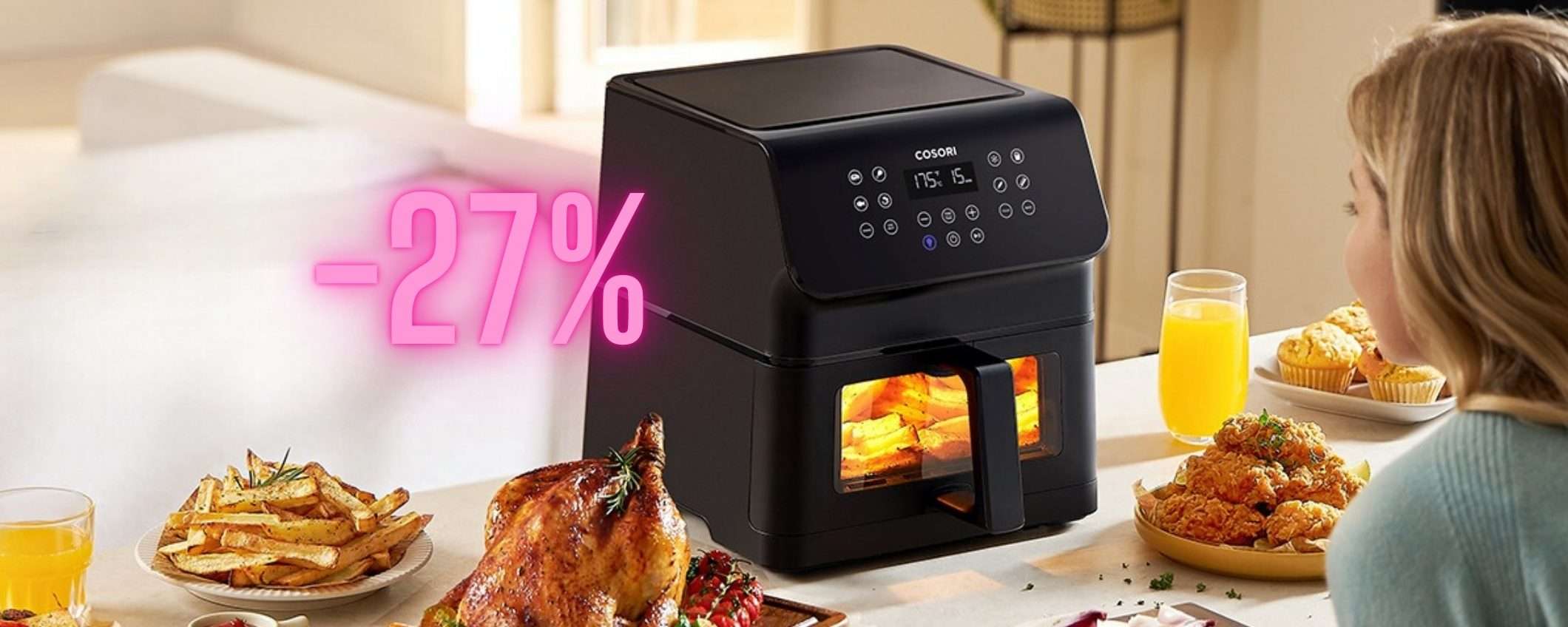 Friggitrice ad aria COSORI da 6,2 Litri con 11 funzioni e display touch Friggitrice ad aria COSORI da 6,2 Litri con 11 funzioni e display touch