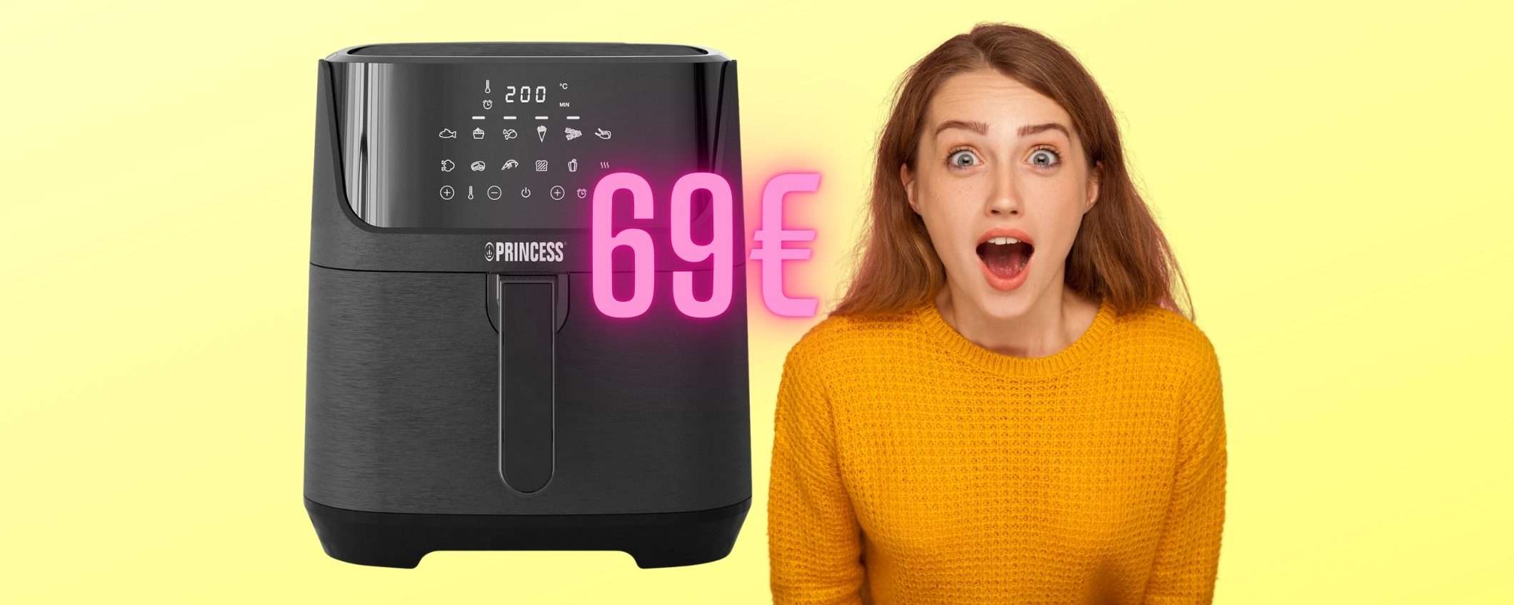 La friggitrice ad aria Princess da 6,5 litri e 12 programmi oggi è tua a soli 69€ La friggitrice ad aria Princess da 6,5 litri e 12 programmi oggi è tua a soli 69€