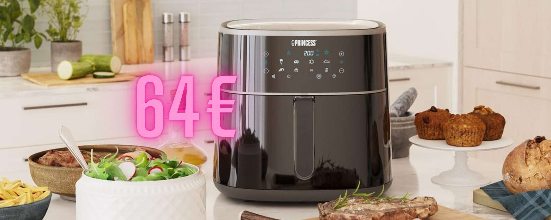 Friggitrice ad aria Princess da 8 litri e con 6 programmi a soli 64€ Friggitrice ad aria Princess da 8 litri e con 6 programmi a soli 64€