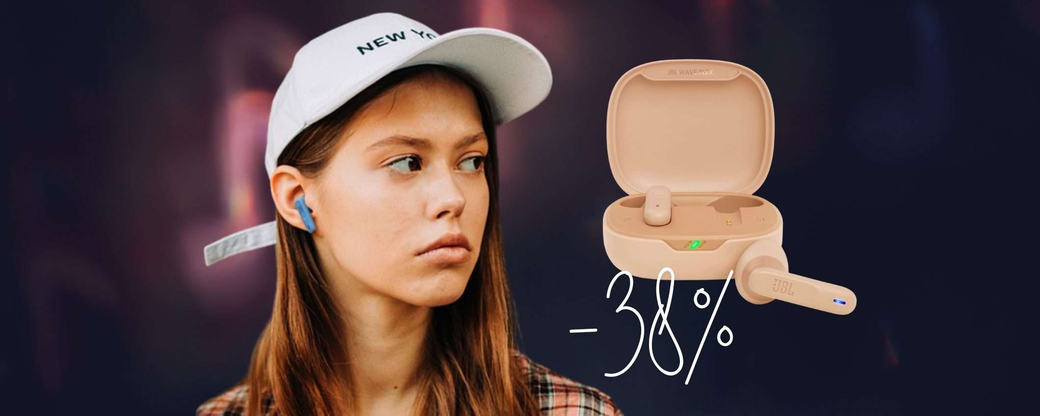 JBL Wave Flex: ascolta ogni nota e fai chiamate senza disturbi (-38%) JBL Wave Flex: ascolta ogni nota e fai chiamate senza disturbi (-38%)