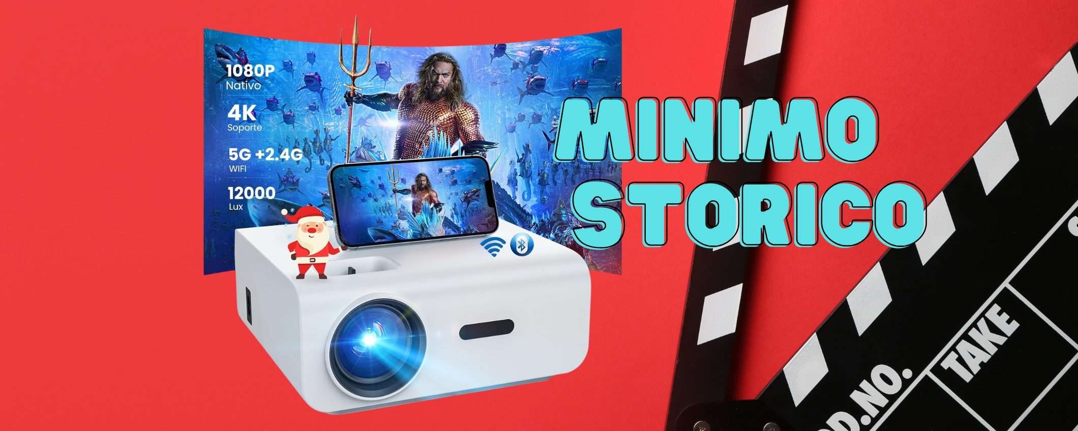Mini proiettore portatile WiFi 4K in offerta a tempo al minimo storico