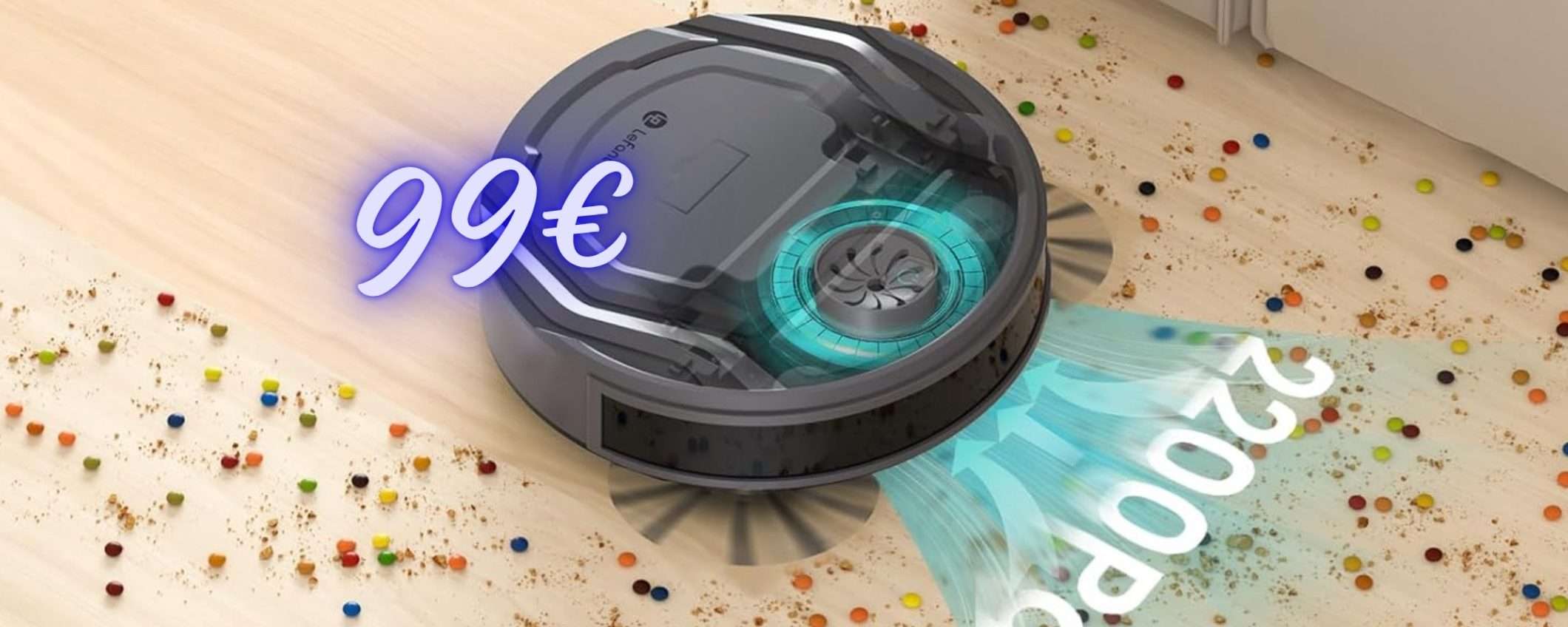 Robot aspirapolvere con 6 modalità di pulizia e autonomia da 2 ore a 99€ Robot aspirapolvere con 6 modalità di pulizia e autonomia da 2 ore a 99€