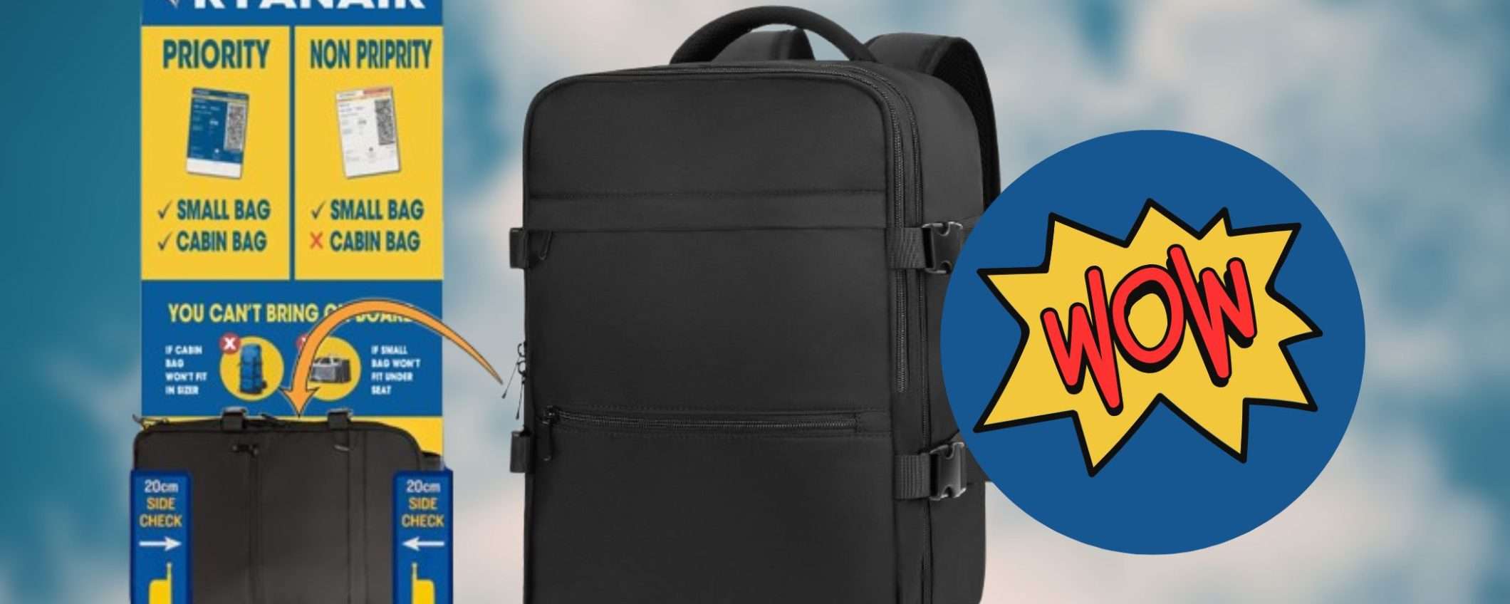 Zaino bagaglio a 24€: ADDIO extra e il biglietto Ryanair è DAVVERO low cost Zaino bagaglio a 24€: ADDIO extra e il biglietto Ryanair è DAVVERO low cost