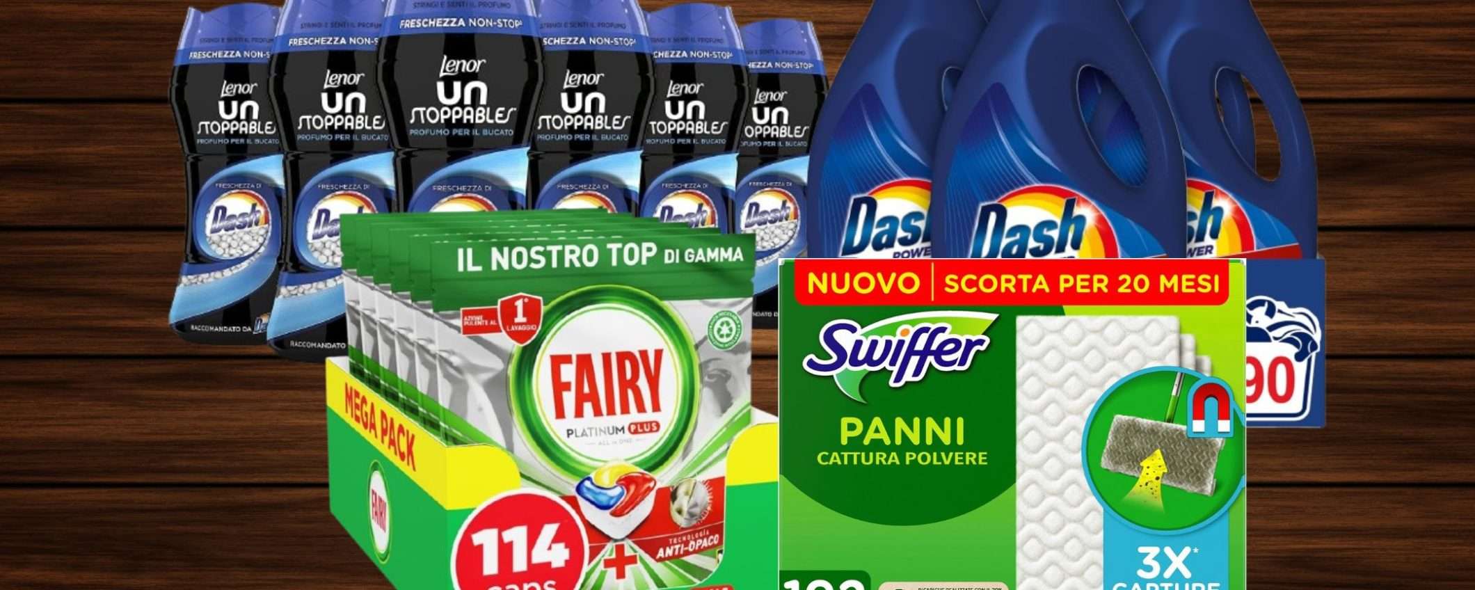 Dash, Swiffer, Lenor e non solo: mega scorte in SVUOTATUTTO su Amazon Dash, Swiffer, Lenor e non solo: mega scorte in SVUOTATUTTO su Amazon