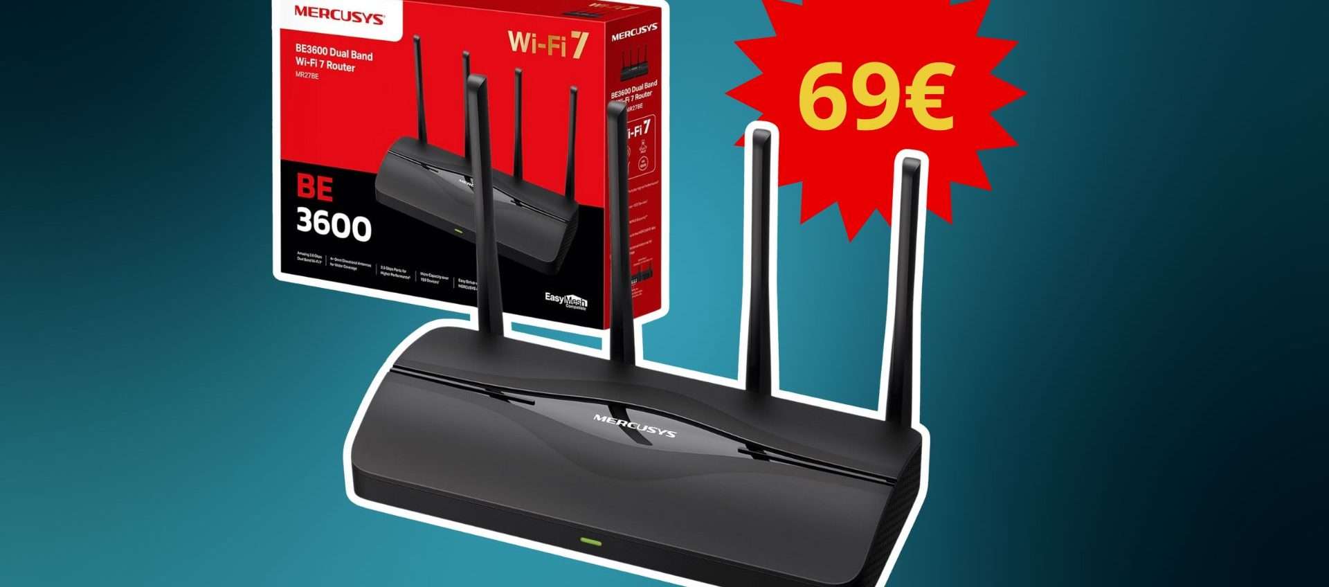WiFi 7 a prezzo shock: il router Mercusys TP-Link MR27BE crolla a 69€ WiFi 7 a prezzo shock: il router Mercusys TP-Link MR27BE crolla a 69€