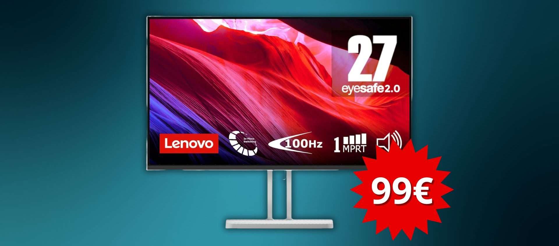 Monitor della Lenovo, offerta imbattibile: Full HD 100Hz a soli 99,99€