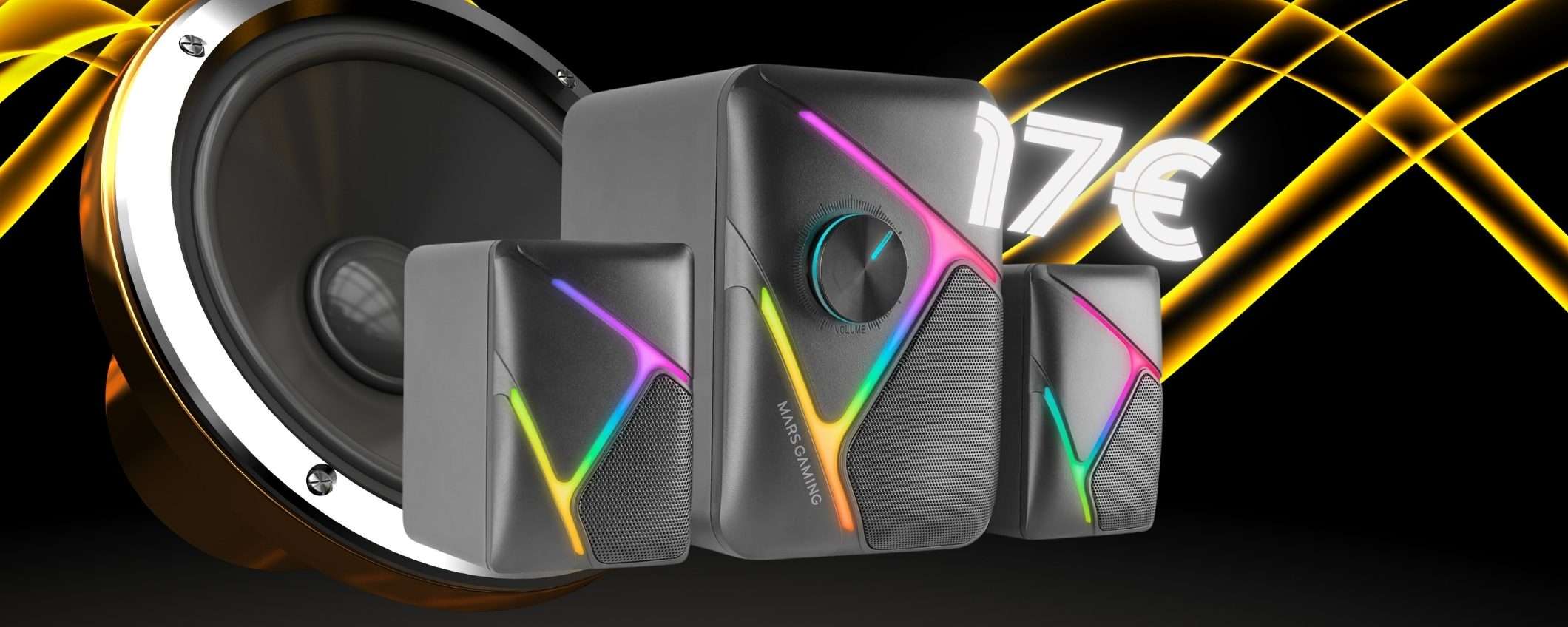 Altoparlanti da gaming con subwoofer da 35W a soli 17€, un vero affare Altoparlanti da gaming con subwoofer da 35W a soli 17€, un vero affare