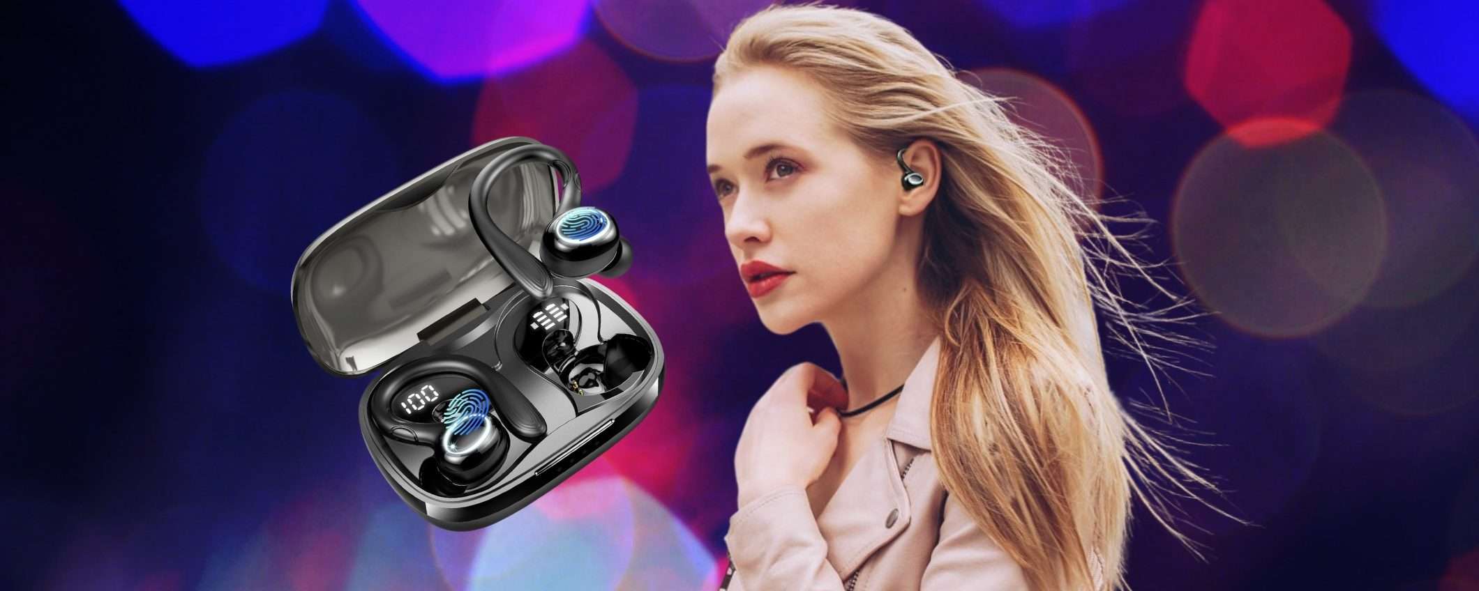 Auricolari Bluetooth impermeabili e con gancetti stabili perfetti per lo sport Auricolari Bluetooth impermeabili e con gancetti stabili perfetti per lo sport