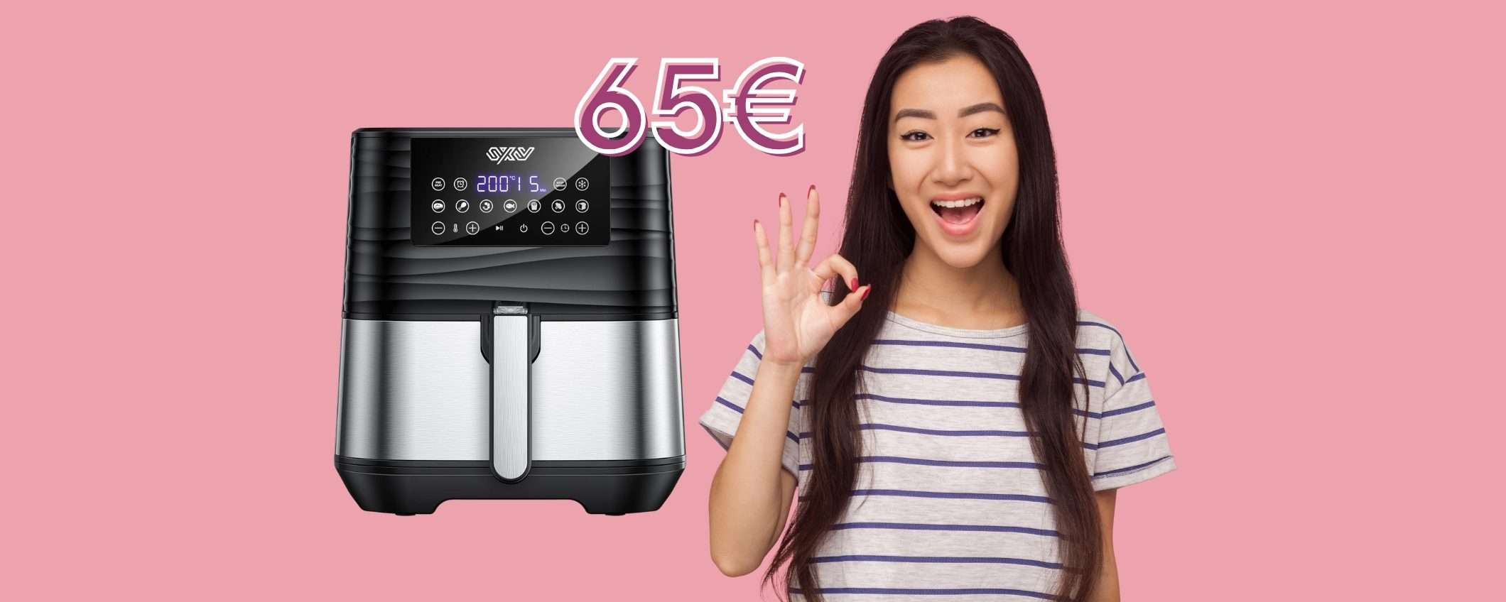 Friggitrice ad aria da 5,5 Litri in doppio sconto: piatti buoni e sani (65€) Friggitrice ad aria da 5,5 Litri in doppio sconto: piatti buoni e sani (65€)