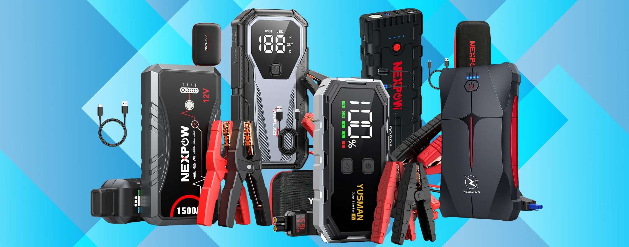 ANFLAG Avviatore Batteria Auto, 4500A Avviatore Emergenza Per Auto Fino A 100l G