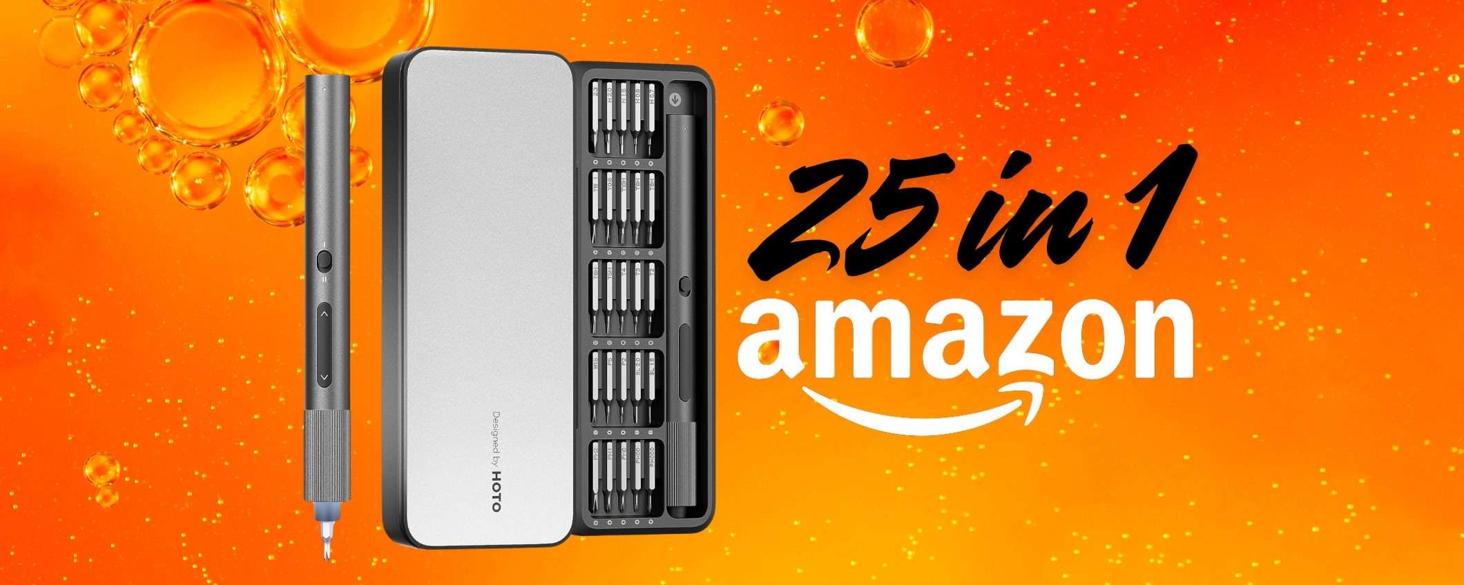 Mini cacciavite elettrico con 25 punte magnetiche e custodia per ogni lavoro Mini cacciavite elettrico con 25 punte magnetiche e custodia per ogni lavoro