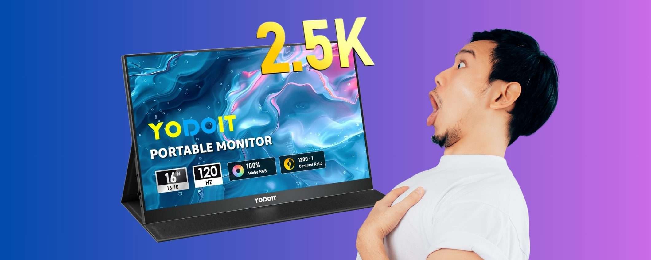 Monitor portatile da 16 pollici 2,5K QHD da 120 Hz in offerta a tempo Monitor portatile da 16 pollici 2,5K QHD da 120 Hz in offerta a tempo
