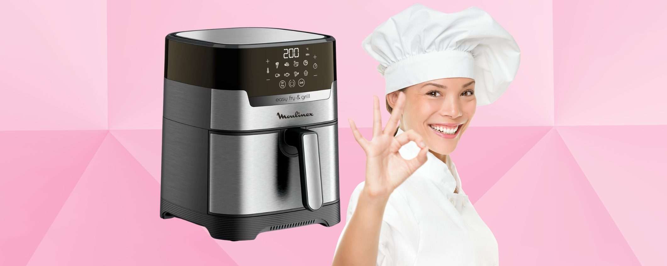 Moulinex Easy Fry & Grill: friggitrice ad aria 2 in 1 da 4,2L per cucina fast Moulinex Easy Fry & Grill: friggitrice ad aria 2 in 1 da 4,2L per cucina fast