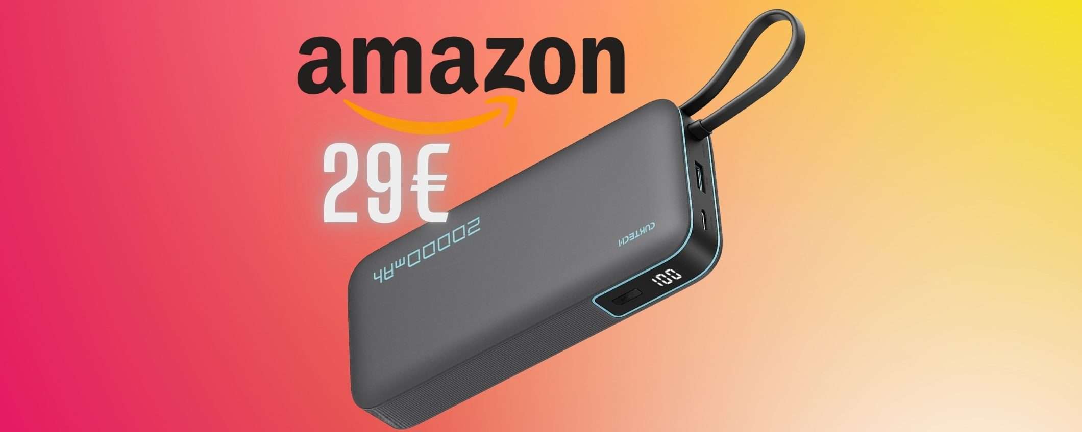 Power Bank da 20000 mAh con cavo integrato: una potenza a prezzo mini Power Bank da 20000 mAh con cavo integrato: una potenza a prezzo mini