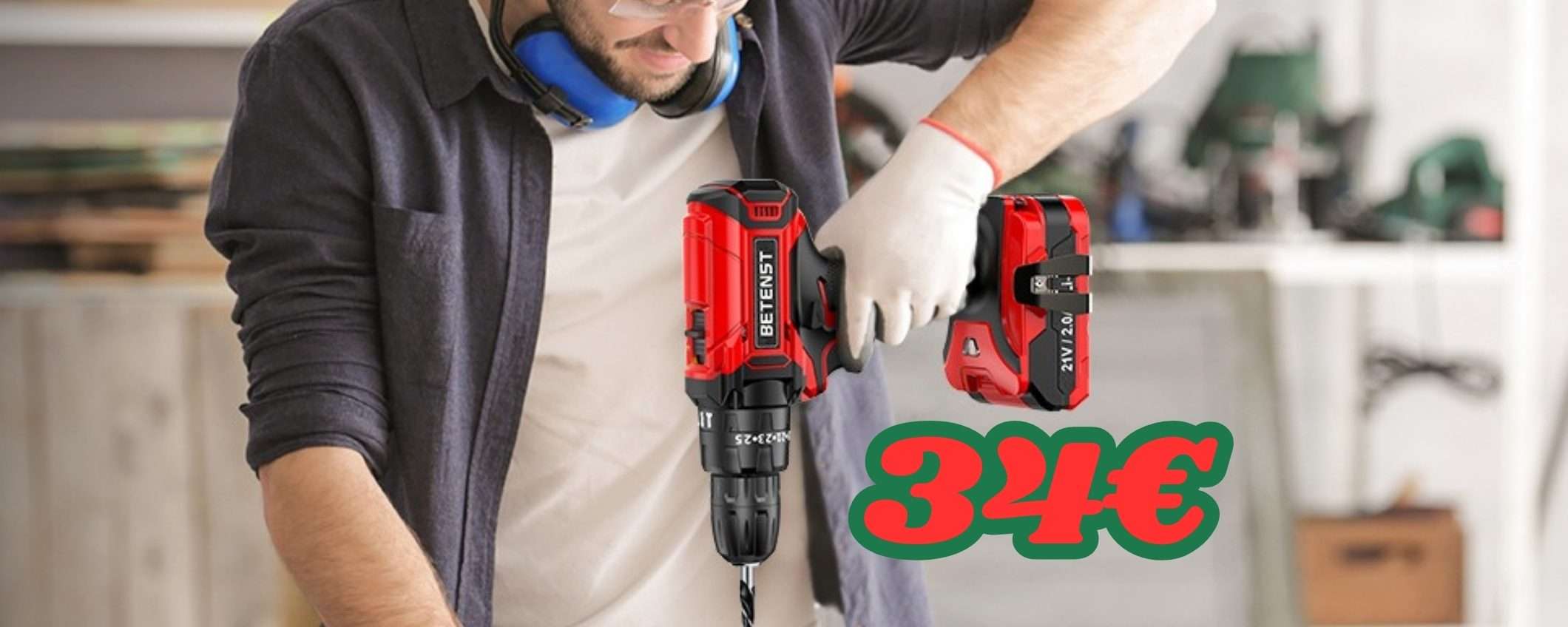 Trapano avvitatore a batteria: con il coupon il prezzo scende a 34€ Trapano avvitatore a batteria: con il coupon il prezzo scende a 34€