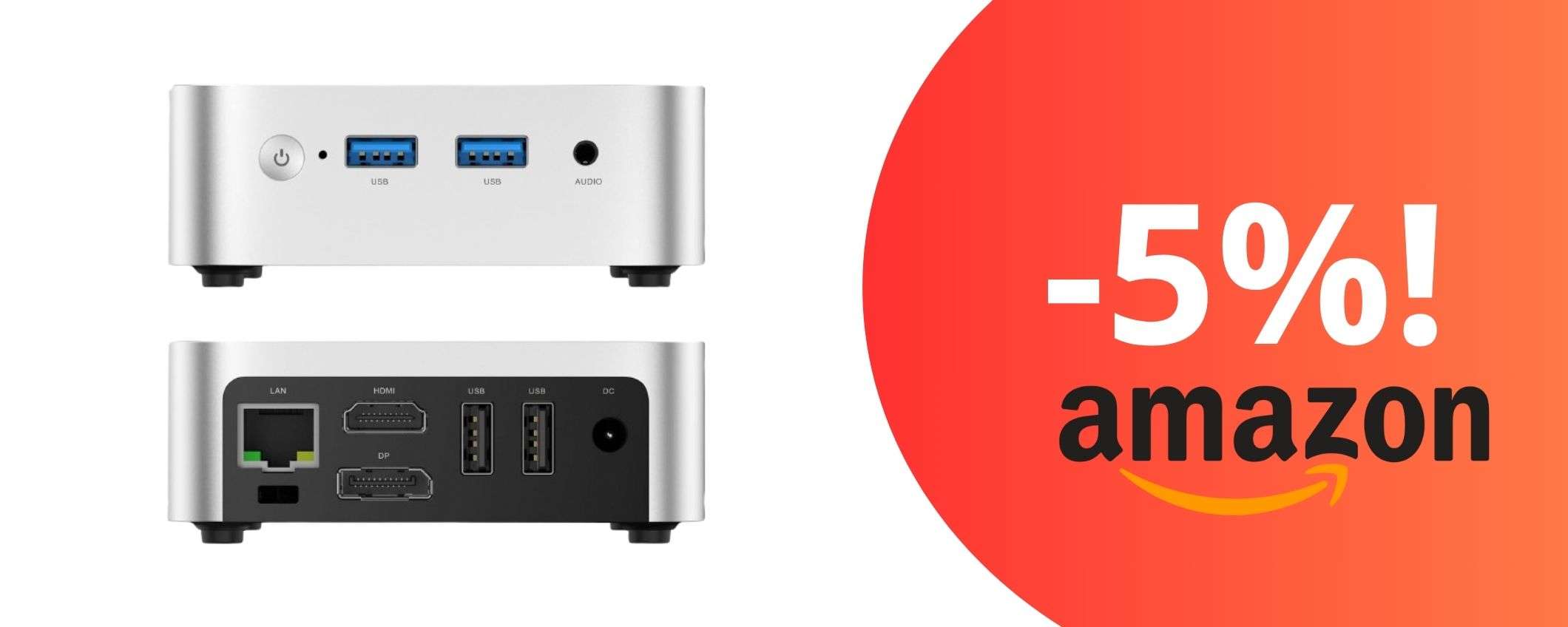 Un Mini PC estremamente compatto e con 16GB di Ram: l'offerta da urlo