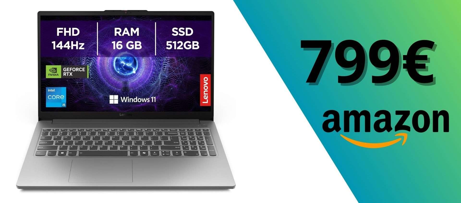 Lenovo LOQ: solo 799€ per gaming laptop con RTX 4050 e display 144Hz (Amazon) Lenovo LOQ: solo 799€ per gaming laptop con RTX 4050 e display 144Hz (Amazon)