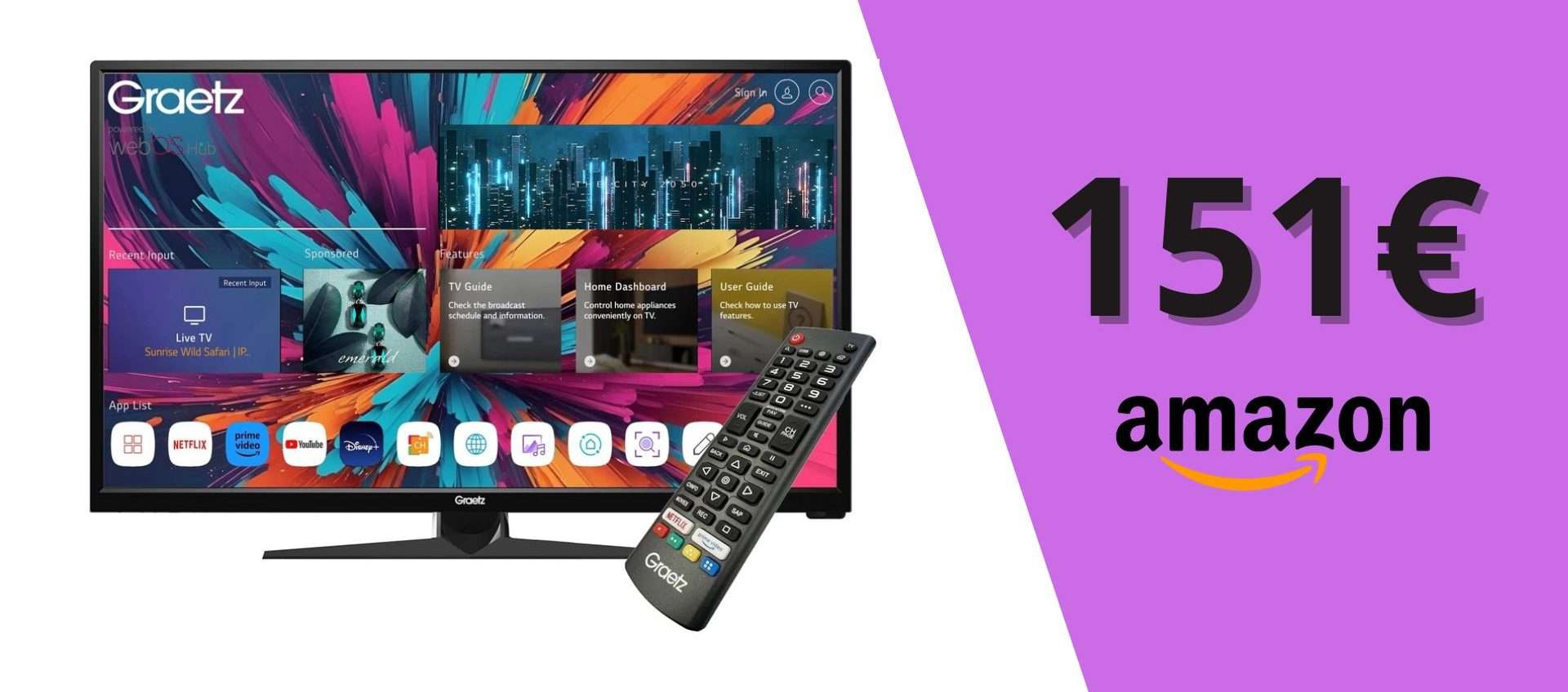 Smart TV, tua a soli 151,99€: televisore HD con WebOS 2.0 da prendere al volo Smart TV, tua a soli 151,99€: televisore HD con WebOS 2.0 da prendere al volo