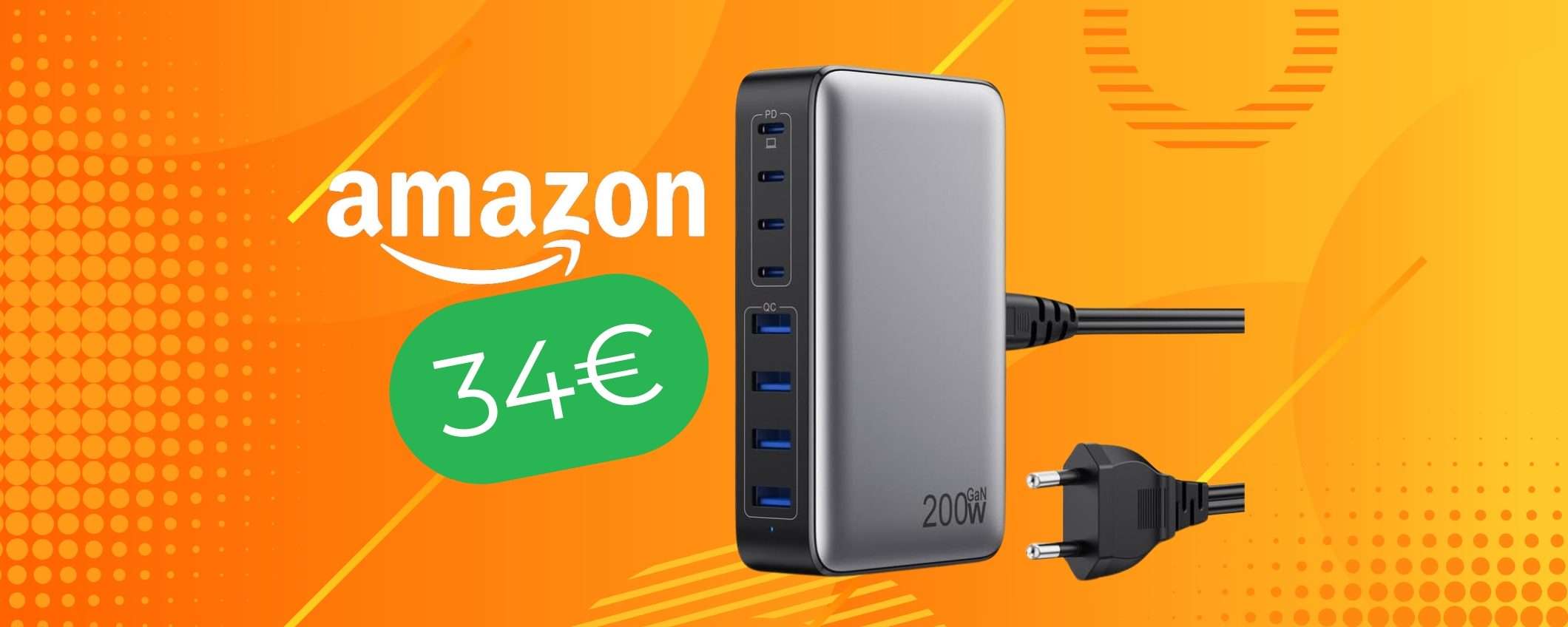 Caricatore USB da 200W e 8 porte per ricaricare tutto quello che vuoi (34€) Caricatore USB da 200W e 8 porte per ricaricare tutto quello che vuoi (34€)