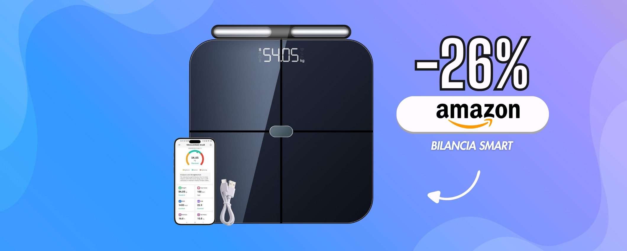 Bilancia smart: sali sopra e ottieni 46 dati unici su di te (innovativa) Bilancia smart: sali sopra e ottieni 46 dati unici su di te (innovativa)
