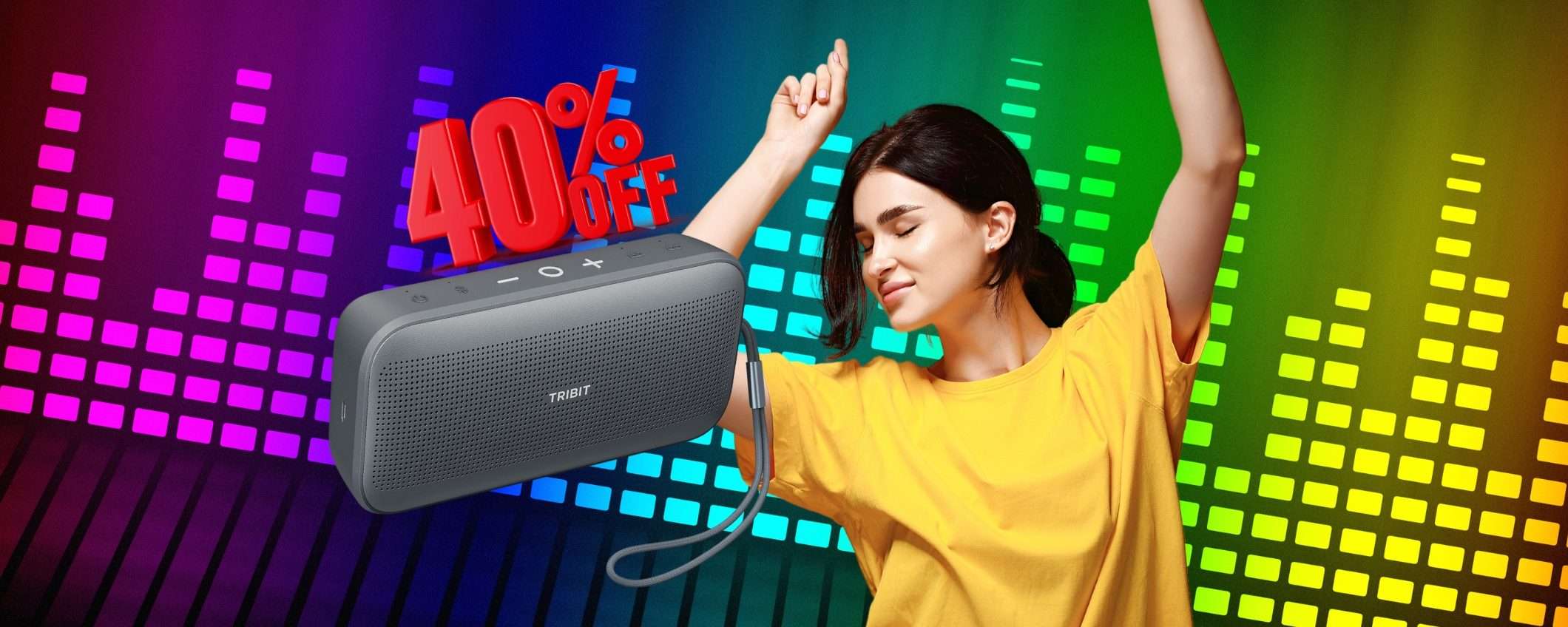 Mini cassa Bluetooth portatile con bassi potenti e 30h di audio in sconto del 40% Mini cassa Bluetooth portatile con bassi potenti e 30h di audio in sconto del 40%