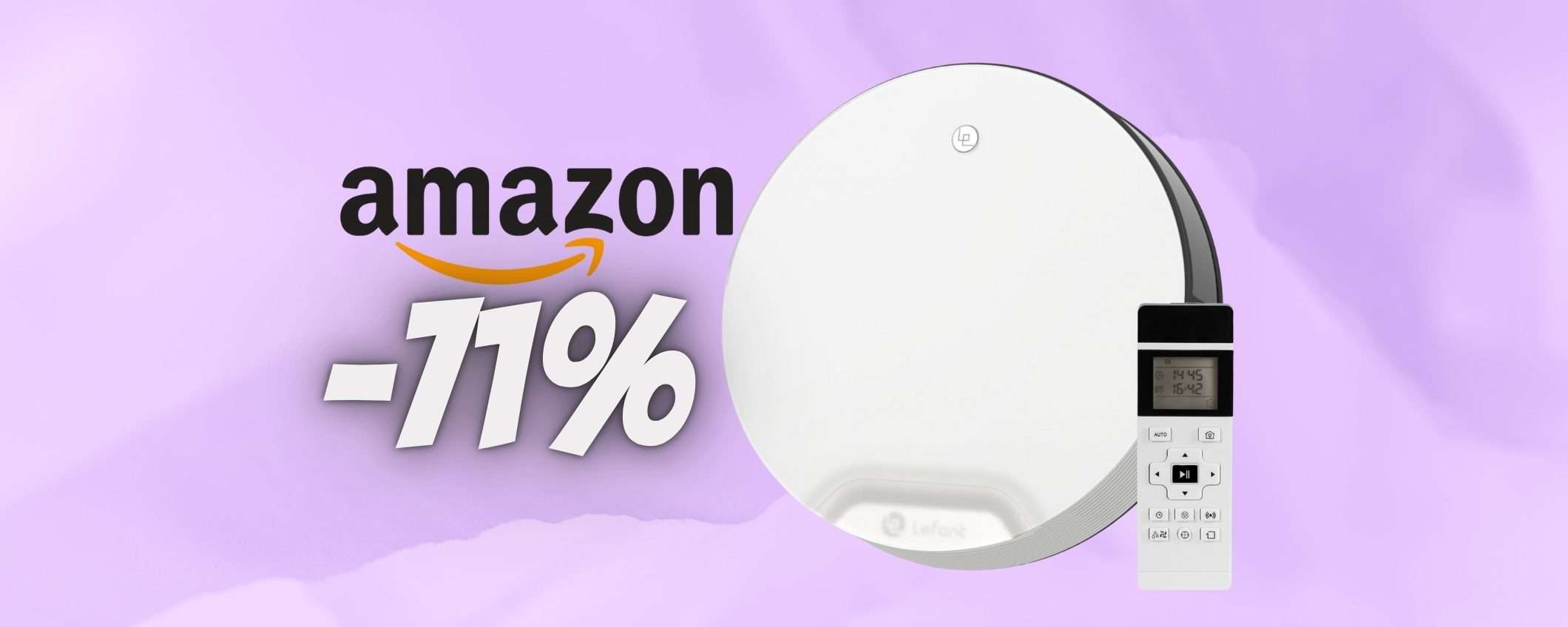 Robot aspirapolvere da 4500Pa, fino a 165 minuti e 4 modalità in sconto del 71% Robot aspirapolvere da 4500Pa, fino a 165 minuti e 4 modalità in sconto del 71%