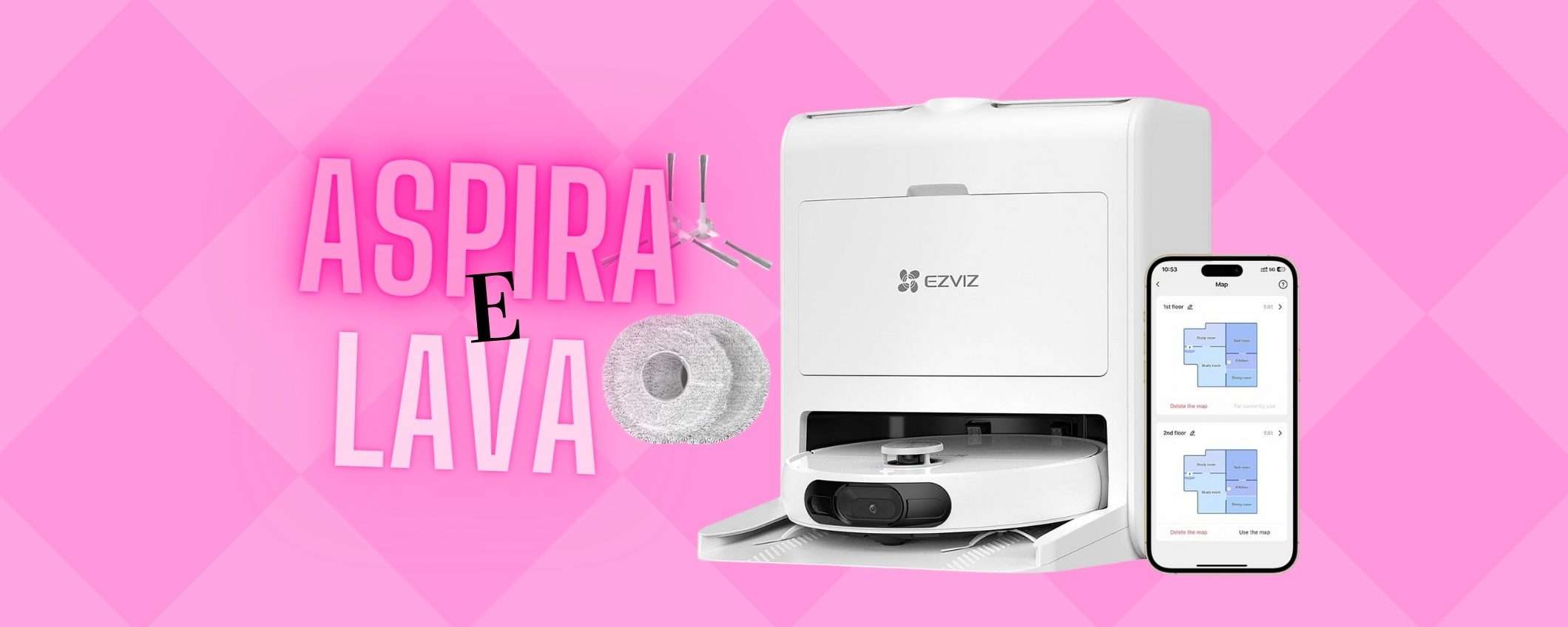 Robot aspirapolvere e lavapavimenti autopulente con telecamera 3K integrata Robot aspirapolvere e lavapavimenti autopulente con telecamera 3K integrata