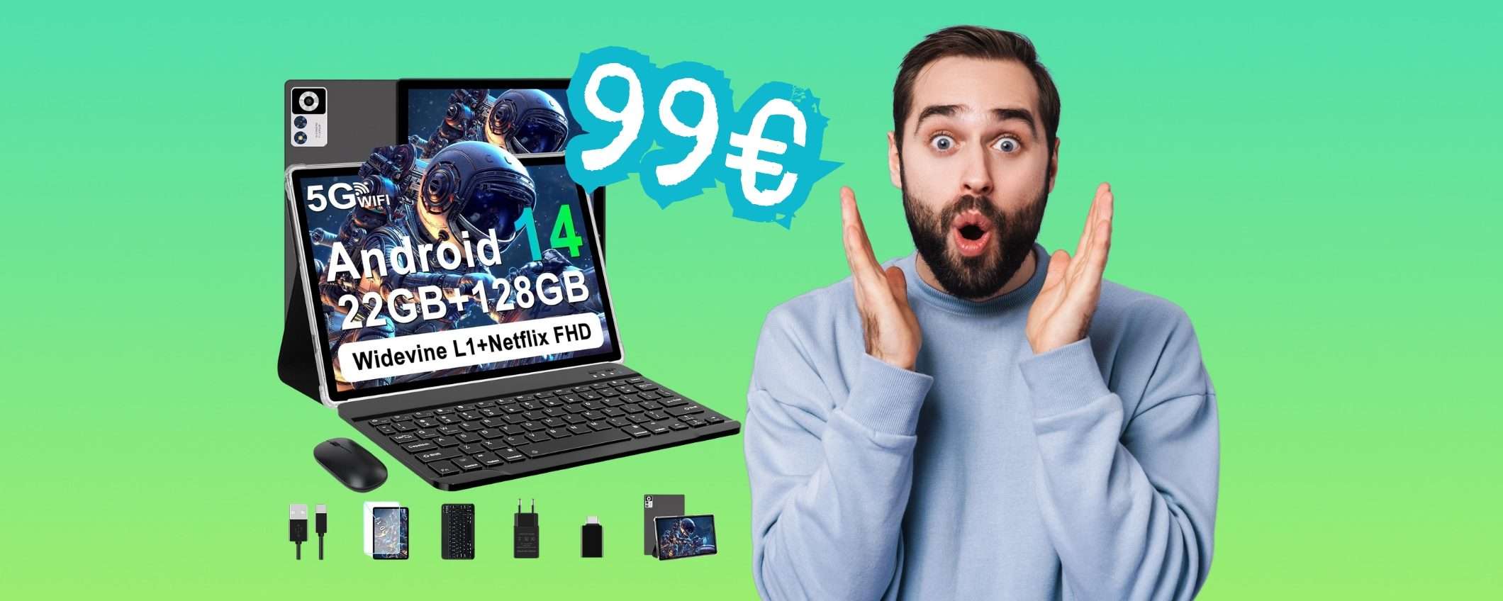 Tablet Android da 10 pollici e 128GB di memoria a soli 99€ è regalato