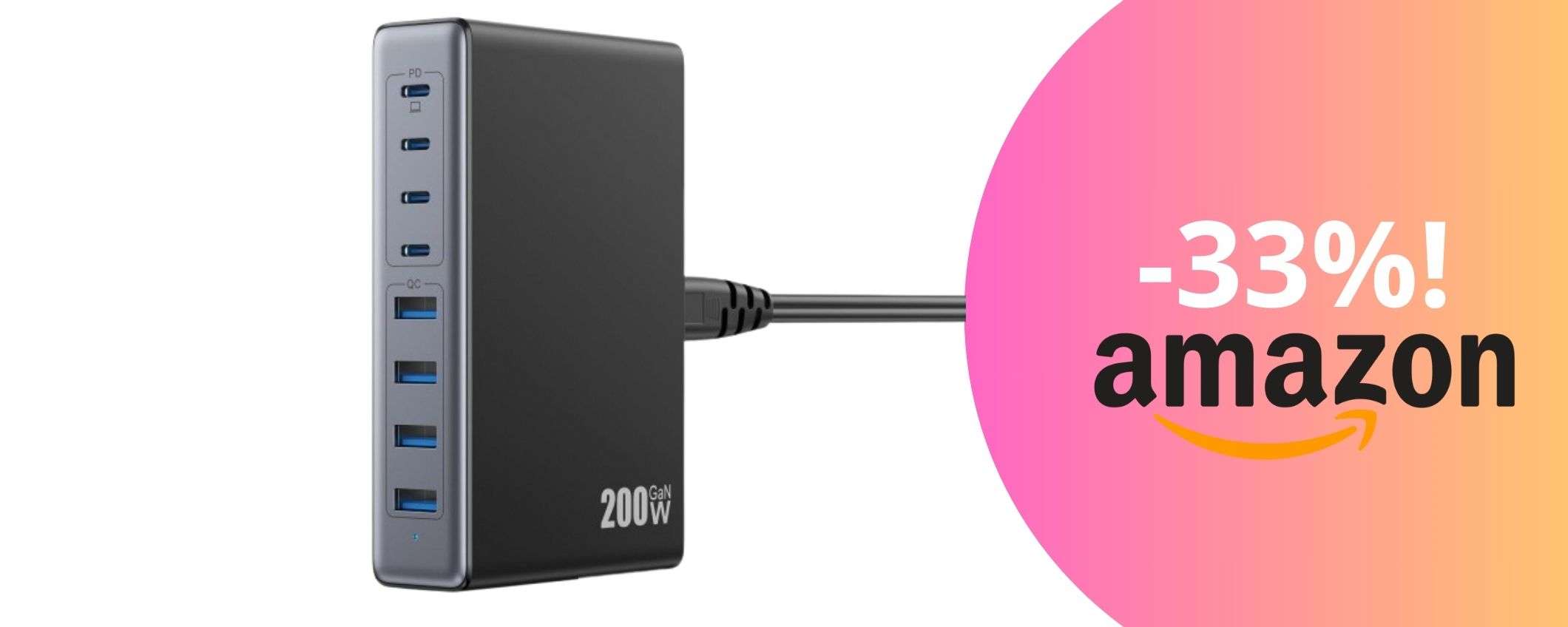 Caricatore USB-C da 200W: potenza, velocità e versatilità in un unico dispositivo Caricatore USB-C da 200W: potenza, velocità e versatilità in un unico dispositivo