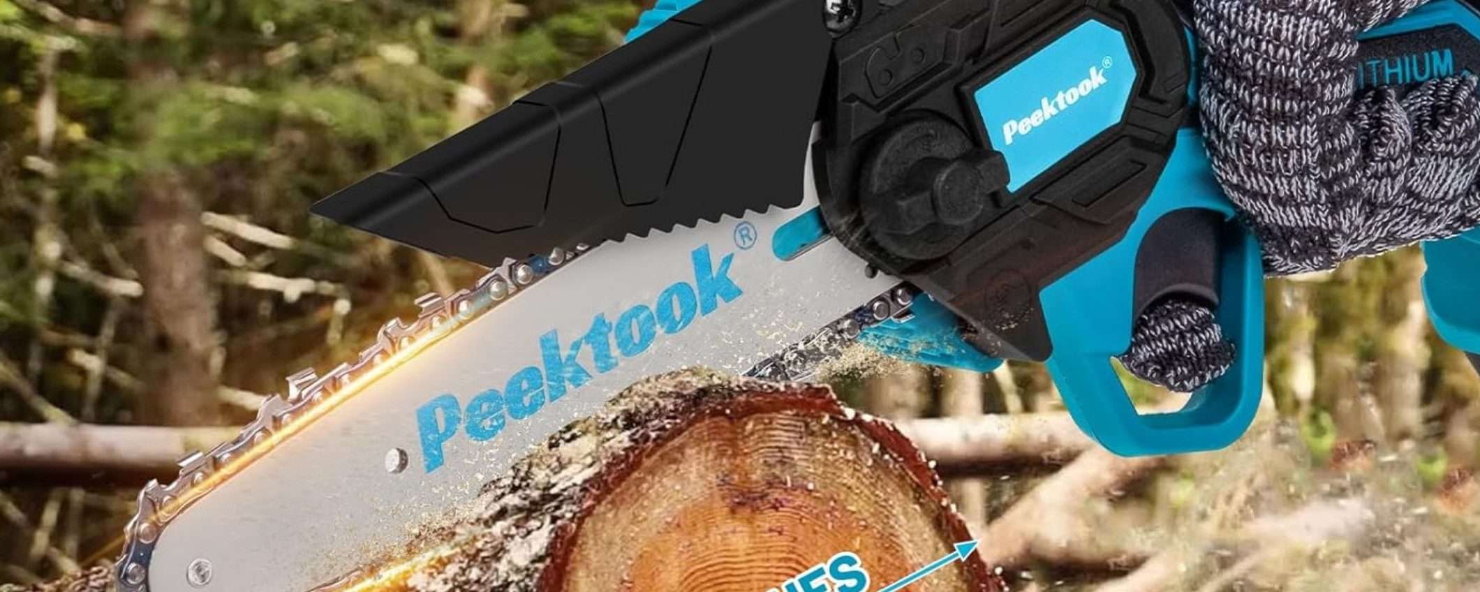 Mini motosega a batteria ad un prezzo clamoroso Amazon col TRIPLO SCONTO